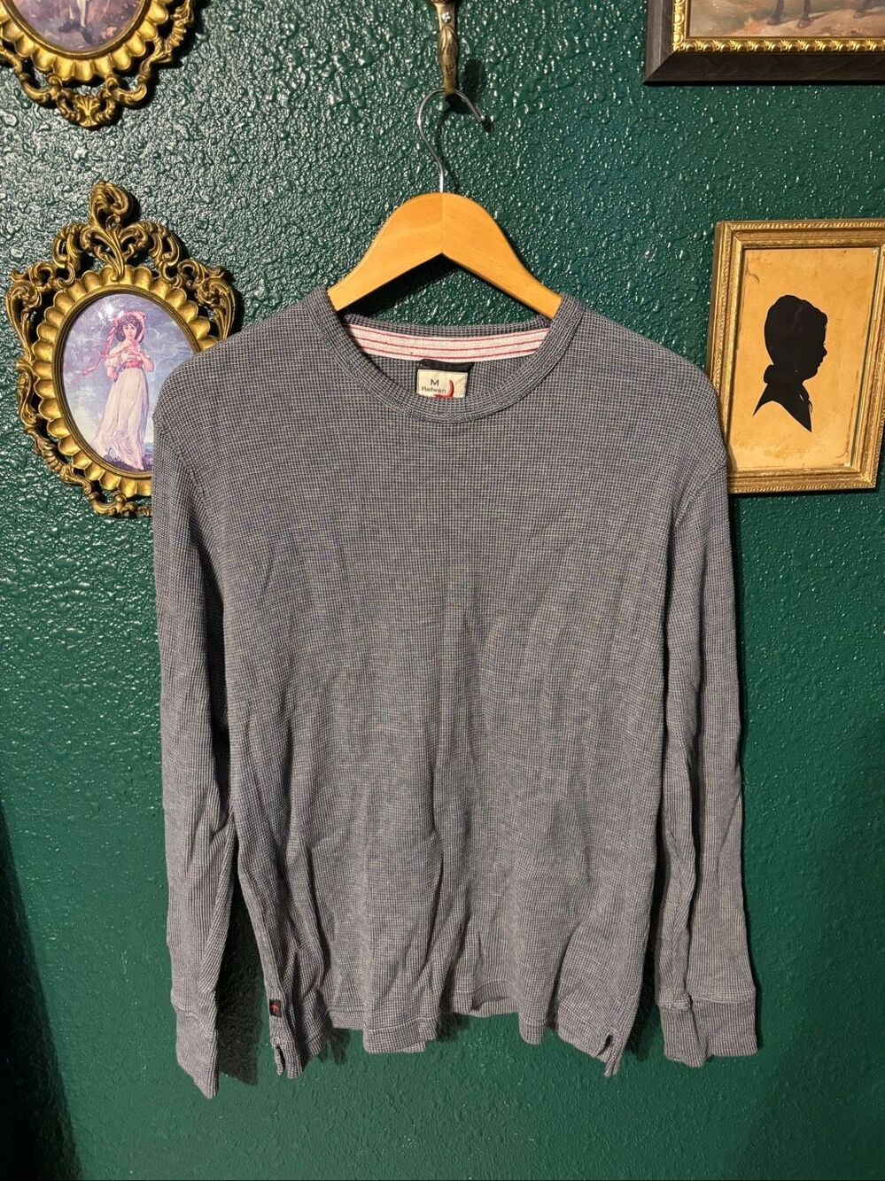 Relwen Bi-Waffle Long Sleeve Crew Men's US Size Medium Gray